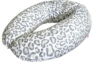 Mother hood 2-in-1 Schwangerschaftskissen, Lagerungs- und Stillkissen XXL 210 cm – ergonomisches Seitenschläferkissen mit abnehmbarem Bezug (Leo apricot)