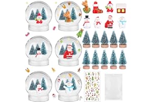 BVREUG 8 Set Christmas DIY Snow Globe Kit Including 8 Clear Globe 16 Mini Xmas Trees 8 Christmas Snowman Ornaments 1 Xmas Sticker with Artificial Snow Display for Crafts Winter Home Decoration