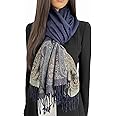 The Accessory Co. Women Pashmina Scarf Shawl Wrap - Large Long Paisley Floral Rainbow Ladies Scarves, Wearable Blanket Scarf, Womens Winter Scarfs, Indian Shawl Wedding Evening Stole, Head Scarf Neck