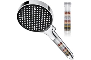 Magichome Alcachofa de ducha con filtro en 25 capas, ducha de mano de alta presión, 6 tipos de chorro, ahorro de agua, ducha de lluvia con filtración para agua dura, cloro residual, bacterias, metal