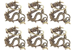 ACEWEN 6 PCS Dragon Figurines Chinese Feng Shui Brass Mini Dragon Statue Zodiac Decor for Keychain Making Animal Sculpture Collectibles 2024 Chinese New Year Blessing Souvenir Zodiac Gift
