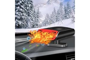 GelldG 2 in 1 Auto Heizung Entfroster, 12V 150W Tragbar Auto Heizung Ventilator Auto Defrost Defog Lüfter, Einstecken in Zigarettenanzünder (Schwarz Rot)