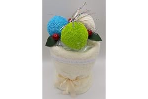 Frotteebox Geschenk Set Eisbecher in Handarbeit geformt aus 1x Handtuch (100x50cm) beige und 3X Waschhandschuh