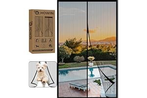HOWIN Mosquitera Puerta Magnetica 90x210CM, Cortinas Antimoscas Puerta Exterior con Iman, Cortina Contra Mosquitos con Imanes, Cortinas Antimosquitos para Puertas Exteriores, Fly Curtains for Door(Negro)