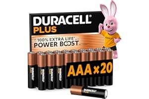 DURACELL Plus Piles AAA (Lot de 20) – Piles Alcalines 1,5 V–Durent Jusqu’à 100% Plus Longtemps grâce aux Actifs Power Boost–Fiable pour Vos Appareils du Quotidien–Emballage 0% Plastique– MN2400