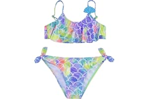 POWER FLOWER Costume da Bagno per Ragazze Costume Intero a Due Pezzi con Volant Set di Costumi da Bagno Tankini Abbigliamento Mare per Bambini 4-16 Anni Ragazza