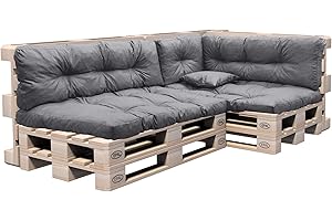‎PILLOWS24 Pillows24 Palettenkissen 6-teiliges Set | Palettenauflage Polster für Europaletten | Hochwertige Palettenpolster | Palettensofa Indoor & Outdoor | Erhältlich Made in EU | Grau