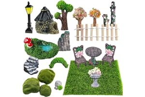 SUYNAUETEV 21 Stück Puppenhaus Zubehör Kunstrasen Outdoor Garten Deko Zen Garten Garten Zubehör Miniatur Garten Dekorationen Geeignet für Outdoor-Gartendekoration Puppenhaus DIY Dekoration Märchengarten