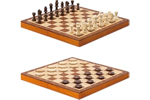 Navaris Scacchiera Legno 29x29cm - Tavola Gioco Scacchi Bianchi e Neri - 24x Pedine Dama - Set Professionale Completo - Chess Board Chiusura Magnetica