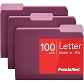 Two-Tone file dosya, 1/3 Cut Top Tab, Letter, Burgundy/Light Burgundy, 100/box