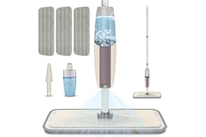 Microfiber Spray Mops for Floors Cleaning - MEXERRIS Floor Mop with Spray Flat Mop with 3 Pads and 1 Refillable Bottle Suitable for Hardwood, Marble, Tile, Laminate, or Ceramic Floors
