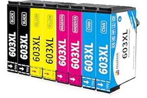 Hookink 603XL Compatibles con Tinta Epson 603XL 603 XL para Expression Home XP-2100 XP-3100 XP-4100 XP-4150, Workforce WF-2810 WF-2830 WF-2835 WF-2840 WF-2850 (2 Negro 2 Cian 2 Amarillo 2 Magenta)