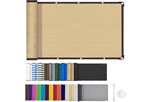ZHhan Balcony Privacy Screen Wind and UV Protection Balcony Screening for Deck, Backyard, Patio, Balcony, Includes Cable Ties 8 Days Delivered 9 Colors 377 Sizes(0.5x5m,Beige)