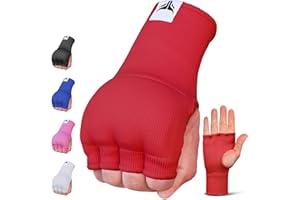 Mytra Fusion sottoguanti boxe Quick Easy Imbottito in gel sottoguanti senza cinghie lunghe uomini e donne Elastico fascia da box MMA, Muay Thai, Kickboxing, Pugni e Arti Marziali