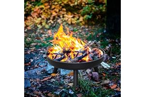 Jopassy Braciere Ø 82,5 cm per il giardino, braciere con 2 manici e 3 gambe di supporto rimovibili, per riscaldamento, campeggio, terrazza, braciere in acciaio, nero