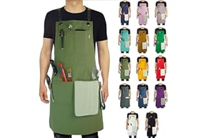 Stenffy Kitchen Apron, Cotton Canvas, Adjustable Cross Back, Artist, Painting, Carpenter Work Apron for Men, Women, Plus Size