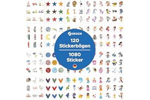 ‎AVERY ZWECKFORM AVERY Zweckform Set Aufkleber für Kinder |1.000+ Sticker (Made in Germany, 20 verschiedene Themen für Jungen und Mädchen, Kindergeburtstag, Mitgebsel, Gastgeschenk, Give away, Schultüte) Art. 51027