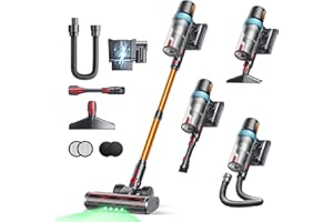 ‎INTETURE Akku Staubsauger 50KPA/600W/65Min,Selbststehender Staubsauger Kabellos mit 1M Ausziehbarer Schlauch,Wandladestation,Automatikmodus,Anti-Tangle-Bürste,Mehrstufige Filtration für Teppiche/Hartböden/Auto