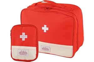 JDBlissful 2 Pièces Trousse de Secours Vide, Sac de Stockage de Médecine Portable, Rangement pour Boîtes à Médicaments, pour La Maison,Les Voyages, Le Lieu de Travail, La Randonnée (Rose)