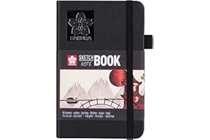 Sakura Skizzenbuch Schwarz | 9 x 14 cm, 140 g, 80 Blatt | Hardcover Skizzenbuch für Bleistift, Pastell, Tinte, Gouache
