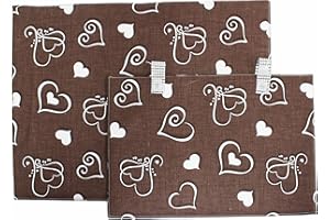 Russo Tessuti Copriforno + Coprifornello Piano Cottura Cucina Parigi Love Shabby Cuori Strass-Marrone