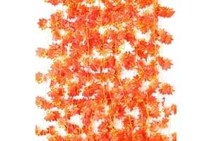 Amerisky Ahornblätter, 12 Stück, künstliche Herbstgirlande, Seide, Herbst-Ahornblätter, Girlande, Hängepflanze, für Hochzeit, Party, Zuhause, Garten, Erntedankfest, Dekorationen (2,7 m)