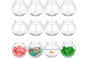 JoyServe 16 Oz Plastic Fish Bowl (12 Pack) 4 Inch Heavy Duty Plastic Sweet Bowl, for Candy, Party Games, Prizes, Centerpieces and Party Decoration Supplies, BPA-Free