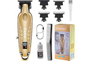 KEMEI 2293 Tondeuse professionnelle pour hommes avec lame en T, rechargeable sans fil, or
