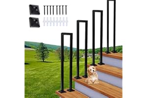FUOIDYE Barandilla Escalera, Pasamanos Escalera en Forma de U, Barandillas Escaleras, 35-110cm Barandilla Escalera Interior/Exterior para Villas, Balcones, Pasillos (Negro, 75cm)