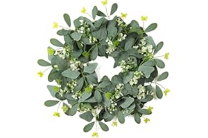 ‎SOMYTING SOMYTINGKünstliche Eukalyptus Kränze für die Haustür Sommerkranz 50 cm Große Grüne Blattkränze Türkranz Sommer-Kränze für Haustür Fenster Heimdekoration