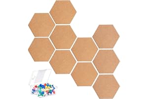 KAHEIGN Tablica korkowa, samoprzylepna tablica korkowa, 10 sztuk, wielofunkcyjne zastosowanie do zawieszenia zdjęć, dekoracji domu i biura – z 40 kolorowymi pinezkami