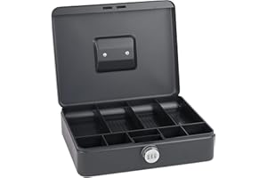 SAX Geldkassette mit Zahlenschloss, extra Starkes Schloss, 30 x 24 x 9cm, X-Large, Schwarz, 0-824-19