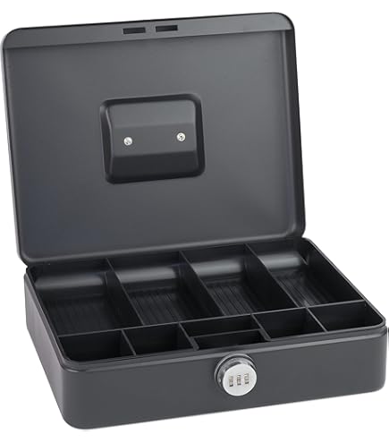 ARREGUI Private C9427 Geldkist Met Stalen Veiligheidskabel En Combinatieslot Geldkistje Cijferslot Geldkluisje Kabel Afsluitbaar Kassa 15 Cm Breed Zwart 753112659
