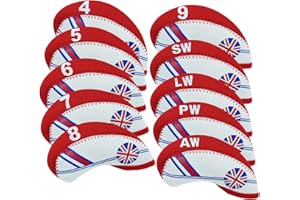 AMRTA Golf Club Iron Head Cover 10 Pack Protective Head Cover Fit All Iron Clubs Black Blue Orange Green