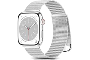 Jiamus Metall Armband Kompatibel mit Apple Watch Armband 38mm 40mm 41mm 42mm 44mm 45mm 49mm,Edelstahl Mesh Armband mit Magnet mit iWatch Series 9 8 7 6 5 4 3 2 SE Ultra/Ultra 2 Damen Herren