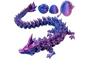 ATOWORLD 3D Printed Dragon in Egg 3D Printed Fidget Dragon Egg Toys for Boys Kids 3D Dragon Egg with Dragon Inside 3D Printed Dinosaur Egg Articulated Crystal Jellycat Dragon with Egg Large (Laser Violet)