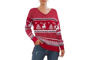 Yommay Damskie swetry damskie, na co dzień, lekki sweter z dekoltem w serek, dzianinowy, elegancki top z długim rękawem, luźna bluza dla kobiet, solidny pulower na zimę