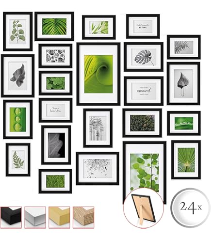 Vittanly Bilderrahmen-Set 10-teilig | 3 Größen, Grau, Für Wand Oder Tisch | Inkl. Aufhänger