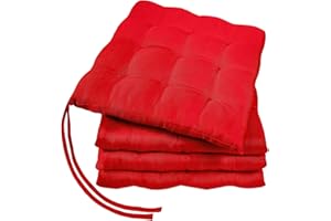 ‎GREEN MARK TEXTILIEN GREEN MARK Textilien Basic 4er-Set Sitzkissen Stuhlkissen für Außen oder Innen 40x40cm weich gefüllt, Rot