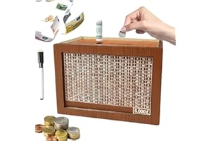 Neyared Savings Challenge Box, Cash Saving Tin 5000 Pound Reusable Money Jar with Erasable Pen