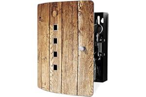 ‎BANJADO banjado® Design Schlüsselkasten aus Edelstahl mit Motiv Geöltes Holz für 10 Schlüssel - Schlüsselschrank zur Schlüssel Aufbewahrung 24 x 21,5 x 7cm groß mit praktischem Magnetverschluss