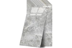 Fliesenaufkleber Marmor, 10 Stück Marmor Fliesen Selbstklebend, KüChenrückwand Wandfliesen Selbstklebend, 60 X 30 cm Klebefliesen Wasserfest FüR Küche Und Badezimmer（Stein-Grau）