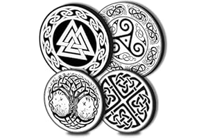 WALARKY Celtic Round Metal Hob Covers 4-Piece Black & White Stove Plate Cooker Hob Covers for Electric Cookers Top Burner Gas Range Oven Protector Kitchen Tools Accessories Modern Cooktop Kitchen Decor