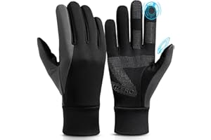 OZERO Thermal Winter Gloves, Anti Slip Touchscreen Gloves Waterproof and Windproof Thermal Cycling Glove Cold Weather Warm Running Gloves for Men Women Outdoor Walking Biking Driving - Black