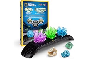 BLUE MARBLE Kit de Cristales National Geographic – Cultiva 3 Cristales de Colores con Base Iluminada y Guía, Incluye Geoda, Fluorita Verde y Otras Gemas Reales