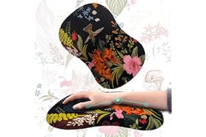 JIANGLAI Ergonomic Mouse Pad with Wrist Rest Support, Massage Design Mouse Mat for Relief Carpal Tunnel Pain, Memory Foam Non-Slip Slope Massage Bulge (Floral Black)