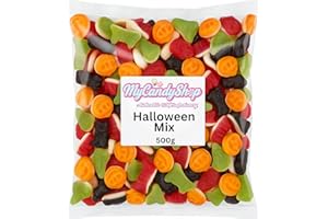 MyCandyShop Halloween Jelly Sweets 500g - Hallo Mix - Spooky Trick or Treat Candy with Jelly Brains, Pumpkin Jellies, Teeth & More - Random Assorted Halloween Sweets Selection for Parties