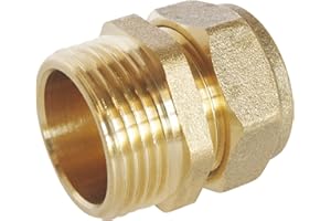 SOMATHERM FOR YOU, Raccord laiton à compression pour tube cuivre Ø18, mâle 20/27 - Idéal pour plomberie, réseaux d'eau sanitaire et chauffage - Étanchéité filet ou joint plat