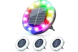 Solpex Lot de 4 lampes solaires de jardin, 12 LED multicolores, étanches IP65, lampes solaires d'extérieur pour cour, pelouse, patio, allée
