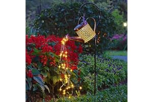 Kizozo Annaffiatoio Solare Luci per Esterni 60LED, Lampade Solari per Esterni, Lampade Solari da Giardino IP65 impermeabili, Luci Solari per Esterni, Decorazione da Giardino per Esterni, bianco caldo